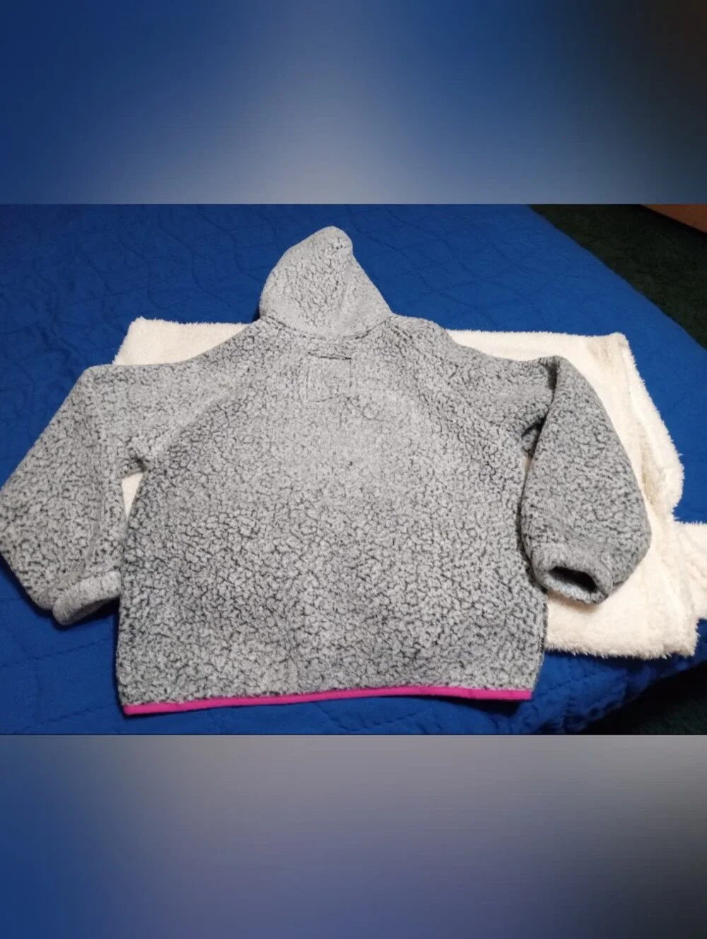 Justice Gray Sherpa Jacket with Hot Pink Accents